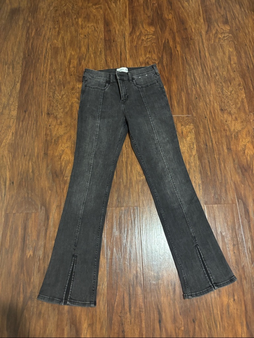 abercrombie kids Charcoal Split-Hem Flare Jeans